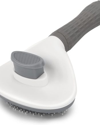 Self Cleaning Slicker Brush, Dog Cat Bunny Pet Grooming Shedding Brush - Easy to Remove Loose Undercoat, Pet Massaging Tool Suitable for Pets with Long or Short Hair Gray