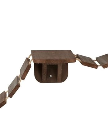 Wall Mount Cat Furniture - Elevated Cat Shelves and Bridge, 3 Platforms and Bouncy Walking Bridge - Brown