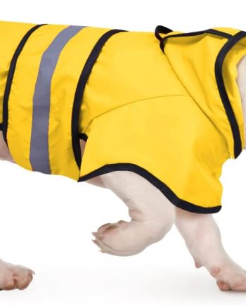 Dog Raincoat Jacket Reflective Adjustable Hooded Pet Poncho Rain Coat with Leash Hole for Small to X-Large Dogs Yellow - M