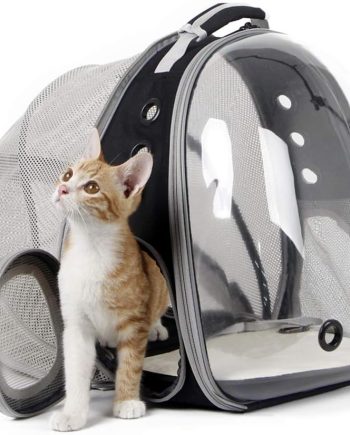 Back Expandable Cat Backpack Carrier, Fit up to 12 lbs, Space Capsule Bubble Window Pet Carrier Backpack to Carry and Transport Cat Bunny Small Puppy