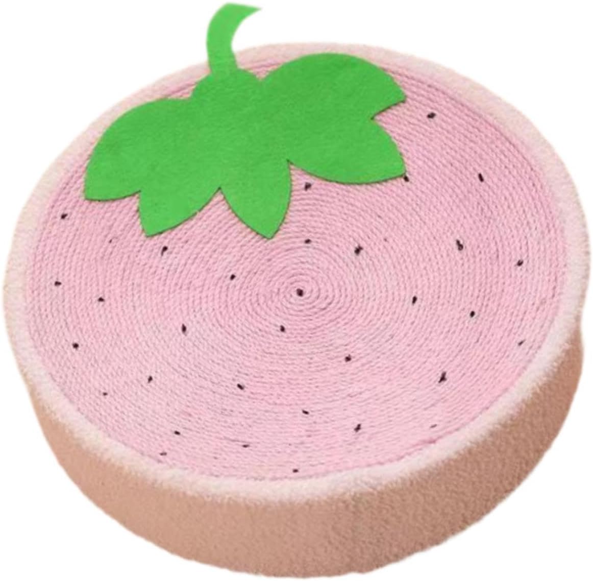Round Sisal Scratching Board Cat Bed, Fruit Scratcher Bowl, Strawberry