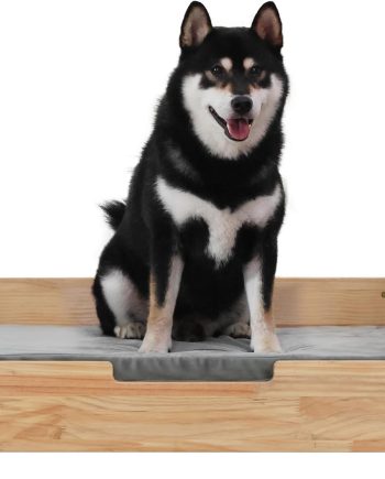 Elevated Dog Beds Frame with Mattress, Raised Wood Pet Bed Sofa Indoor for Medium Small Dogs Cats (Pine Wood)