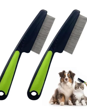 2Pcs Flea Comb for Dogs Cats, Upgrade Multifunctional Pet Comb Pet Hair Removal Flea Comb, Fine Tooth Stainless Cleaning Massage Brush for Dog Cat (Green)