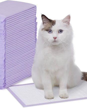 Cat Litters Pee Pads, 40 Count, Universal Fit for Litter Box, Odor Control with Fresh Scent, Purple and White