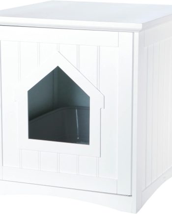 Litter Box Enclosure, Hidden Kitty Litter Box Cabinet, Furniture Style, White,(19.84 LBS)
