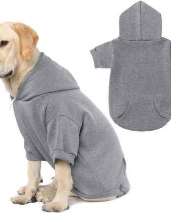 Basic Dog Hoodie - Soft and Warm Dog Hoodie Sweater with Leash Hole and Pocket, Dog Winter Coat, Cold Weather Clothes Sweatshirt for Small Medium Large Dogs Puppy Cat Boys Girls Grey XL
