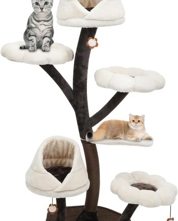 Cat Tree Tower, Large Multi-Level Cat Tree with Scratching Post for Indoor Cats, 63.8 Inches Tall Activity Centre Climbing Tree with Resting Platforms and Nest for Cats to Play and Sleep