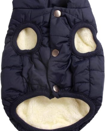 2 Layers Fleece Lined Warm Dog Jacket for Puppy Winter Cold Weather,Soft Windproof Small Dog Coat,Blue M