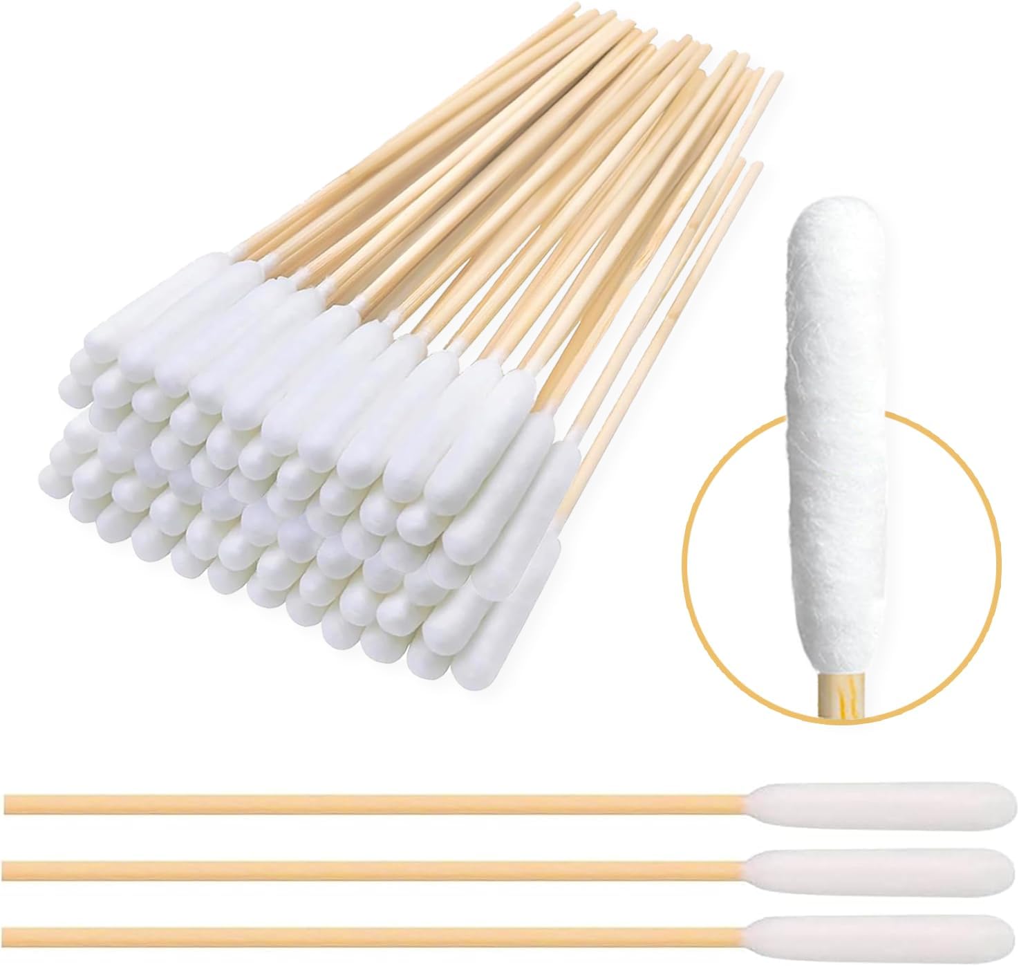 6-Inch Long Q-Tips for Cleaning Dogs' Ears | Extra-Long Cotton Swabs for Dog Ear Cleaning | Eco-Friendly Dog Ear Swabs & Pads | Organic Bamboo & Cotton | 100-Pack