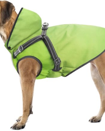 Dog Raincoat Waterproof Dog Hoodie Reflective Dog Raincoat Hooded Adjustable Rain Jacket for Small Medium Large Dogs Puppies (Green, L)