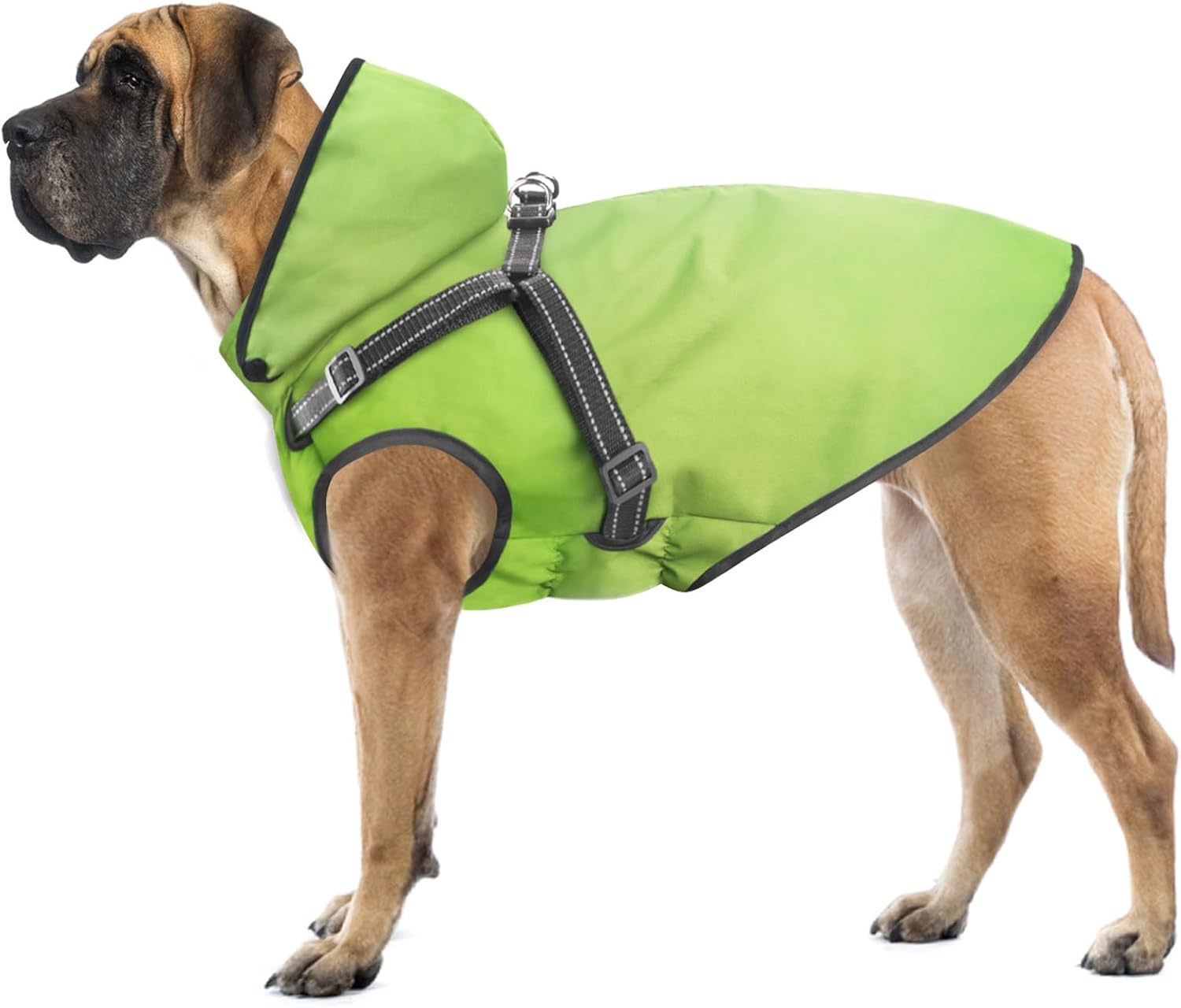 Dog Raincoat Waterproof Dog Hoodie Reflective Dog Raincoat Hooded Adjustable Rain Jacket for Small Medium Large Dogs Puppies (Green, L)