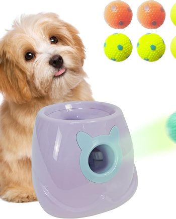 Automatic Dog Ball Launcher for Small to Medium Dogs, Interactive Pet Toy with Balls (Purple)