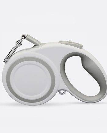 360?? Tangle-Free Retractable Dog Leash, Heavy Duty Reflective Nylon Tape Lead 10 ft Long, up to 44lbs, One Touch Quick-Lock Braking System & Anti-Slip Handle, White-Gray (Small)