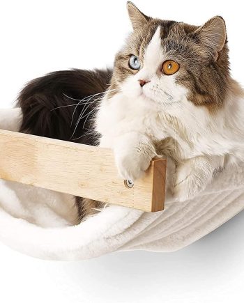 Cat Hammock Wall Mounted, Kitty Beds and Perches, Wooden Cats Furniture, Stable Wall Shelves for Sleeping, Playing, Climbing, and Lounging