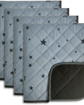 Washable Pee Pads for Dogs, Reusable, Absorbent, Leakproof, Non Slip Pet Puppy Pads for Potty Training. Gray Stars, 18x24 Inch(4pack)