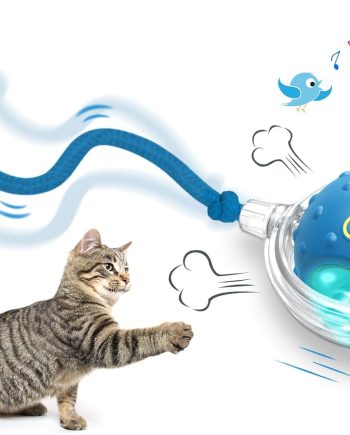 Interactive Cat Toys Ball for Indoor Cats Fast Rolling on Carpet, Chirping & Motion Activate Cat Toys (Blue)