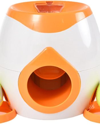 Dog Ball Launcher & Food Reward Machine, Balls Launcher for Dogs with 2 Tennis Balls, Self Throwing Ball Machine, Intelligent Automatic Feeder for Interactive Dog Training (Orange)