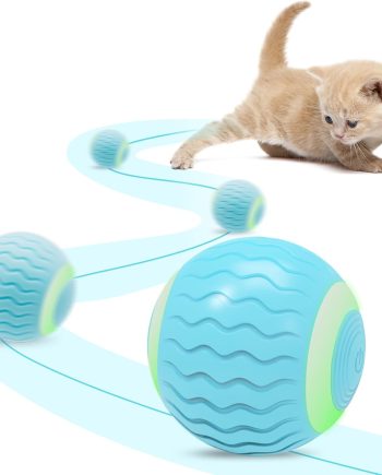 Interactive Cat Toy Ball, Electric Cat Ball with LED Lights, Rolling Cats Toy and Smart Automatic Moving Toy Balls for Cats, Kitten, Dogs with Type-C Charge