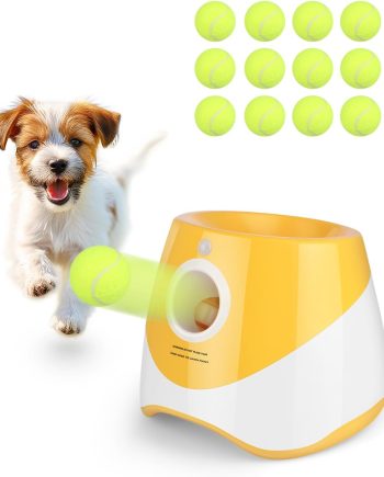 Interactive Automatic Ball Launcher for Dogs - 12 Tennis Balls,BallLauncher for Medium & Small Dogs, Self-Throwing Machine,Dog Ball Thrower Launcher