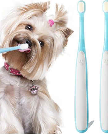 Small Dog Toothbrush, Cat & Puppy Tooth Brushing Kit, Ultra Soft & Mini Head Teeth Brush for Kitten & Tiny Pet, Doggy Toothbrushes Deep Dental Cleaning, 2 PCS - Blue