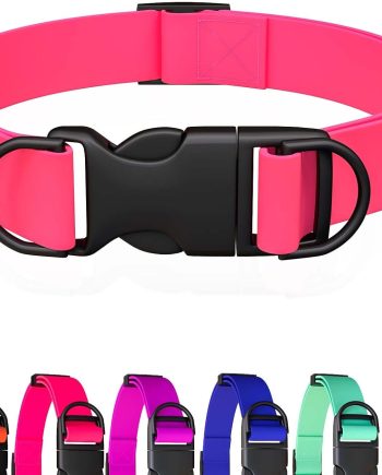 Waterproof Dog Collar, Odor-Proof and Easy to Clean Rubber Dog Collars No Pull Fits Small Medium Large Dogs Training Choker (Pink, Large (15.35??-24.8??))