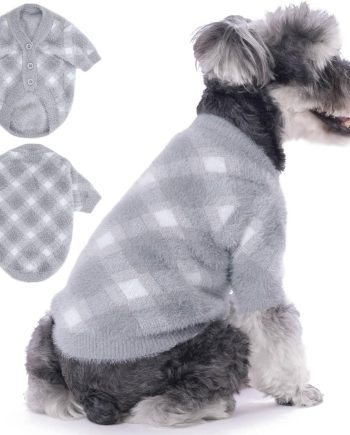 Dog Sweater Small Dog Winter Clothes Cat Knitwear XXS XS S Medium Coat for Small Dogs Boy Girl Dog Jacket Stretchy Puppy Costumes Deluxe Soft Warm Dog Outfit Apparel (Silver Grey, Large)