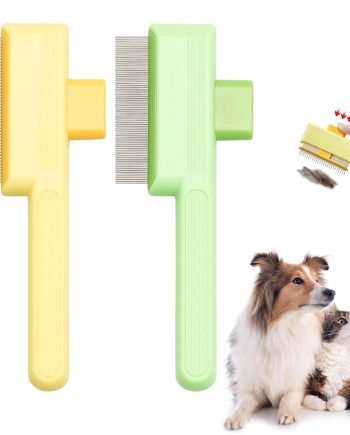 Flea Comb for Cats & Dogs Brush for Shedding Self Cleaning Pet Comb Lice Comb with Long & Short Stainless Steel Teeth Pet Hair Removal Tool 2025