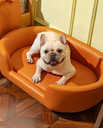 ?? - Heavy Discount??Large Dog Sofa Bed Faux Leather Dog Sofa Couch Big Fancy Doggy Furniture Style Beds Mattress Orthopedic for Giant Breed (Orange)