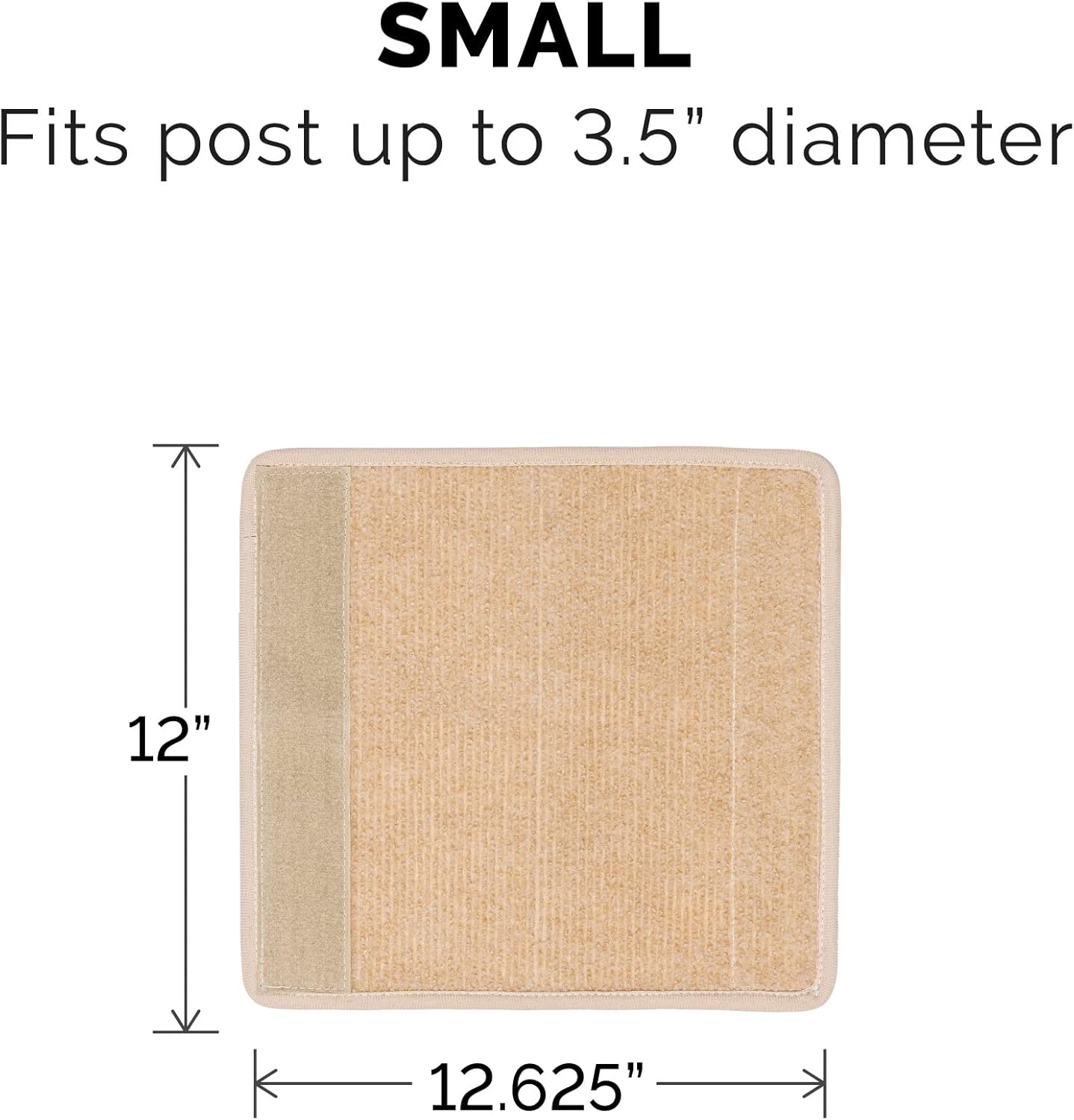 Wrap Around Scratching Post Cover for Indoor Cats, Fits Posts Up to 3.5" Diameter, Durable & Less Mess - Carpet Scratch Mat - Cream, Small