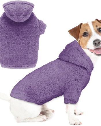 Fuzzy Dog Hoodie Dog Sweater Dog Clothes Warm Soft Cozy Dog Coats Hooded Sweatshirt Medium Dog Hoodie Dog Sweaters for Medium Dogs(Purple-M)