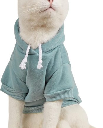 Basic Dog Hoodie & Cat Apparel, Warm Jacket & Shirt for Puppy to Medium Dogs & Cats, Cadet Blue M