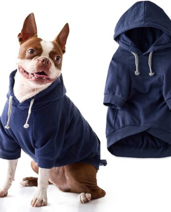 The Extra Comfy Hoodie, Organic Cotton and Recycled Poly Dog Hoodie Pet Coat Sweater for Small, Medium, Large Dogs??, Navy, Small