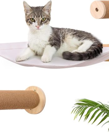 Cat Hammock with Two Steps, Wall Mounted cat Rack for Sleeping, Climbing, Playing, and Resting. Wall Mounted Bed and Niche Suitable for Cats Modern cat Bed Furniture