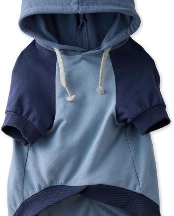 100% Organic Cotton Dog Hoodie Pet Coat for Small, Medium and Large Dogs, Color Block Navy, X-Large