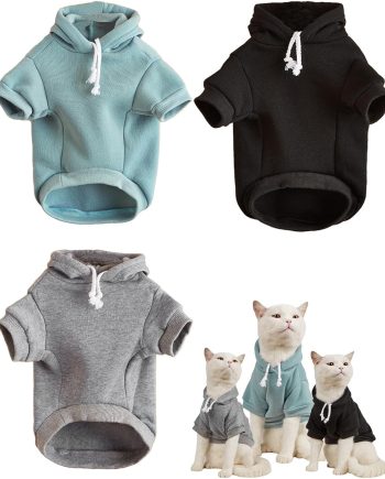 3Pcs Basic Dog Hoodie, Dog Warm Jacket, Cat Apparel, Dog Shirt, Dog Clothes for Puppy Kitten Small Medium Dogs Cats Black Green and Grey Medium