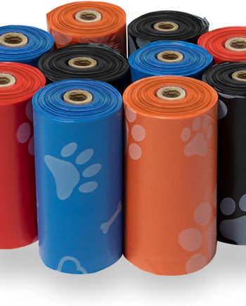 Dog Poop Bags (150 Bags) for Waste Refuse Cleanup, Doggy Roll Replacements for Outdoor Puppy Walking and Travel, Leak Proof and Tear Resistant, Thick Plastic - Assorted Colors