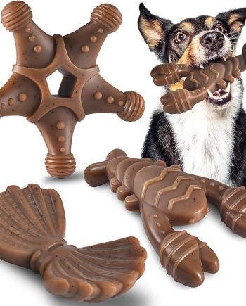 Dog Toys for Aggressive Chewers, Indestructible Toys for Large Dogs, Dog Chew Toys for Large Medium Small Breed, 3 Pack Super Chewer Toys with Tough Nylon, Gift for Dogs