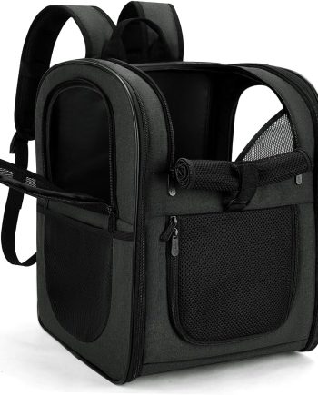 Dog & Cat Carrier Backpack for 4-18lb Pets - Ventilated Safe Design with Padded Back Support, Breathable Mesh Pet Backpack for Hiking, Travel, Outdoor (Black)