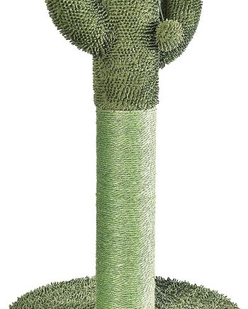 Cat Scratcher - Indoor Cactus Single Cat & Kittens Scratching Post with Dangling Ball, Medium (25.6"H) - Green