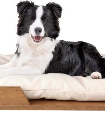 Elevated Dog Bed - 36?? x 29.5?? Indoor Pet Bed with Frame and Soft Cushion - Mid-Century Modern Wood Dog Bed for Medium to Large Pets by  (Natural)