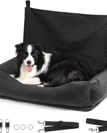 Dog Car Seat for Medium Large, Safe and Comfortable Dog Car Bed Medium Under 60lbs, Multipurpose Design Washable with Non-Slip Base