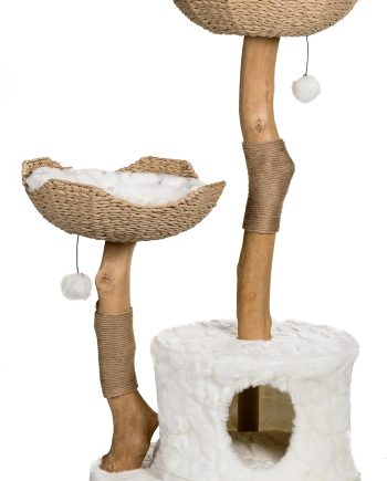 Modern Cat Tree Tower for Large Cats, Real Branch Luxury Cat Condo, Wood Cat Scratching Tree, Cat Lover Gifts by