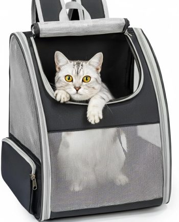 Cat Backpack Carrier for Small Dogs and Cats Fit Up to 15 Lbs,Small Dog Backpack, Expandable & Foldable with 3-Side Mesh Windows, Pet Carrier for Travel & Hiking Friendly??Gray
