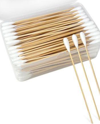 6 Inch Long Cotton Swabs for Pet Cleaning, Bamboo Handle, Pet Ear Cleaning Solution Supplies for Dogs and Cats (200 pcs Large Cotton swabs)