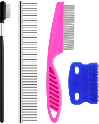 Pets Grooming Comb Kit for Small Dogs Puppies For Tear Stain Remover, 2-in-1 with Round Teeth to Remove Knots Crust Mucus