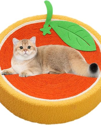 Orange Round Cat Bed - Fruit Shaped Sisal Wear-Resistant Scratcher
