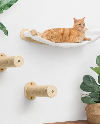 Cat Wall Hammock, Cat Climbing Shelves with 2 Steps, Wall Mounted Furniture Bed and Perches for Climbing, Sleeping, Playing, for Indoor Large Cats or Kitty