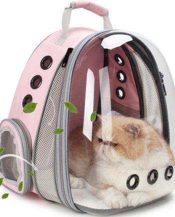 Cat Carrier Backpack, Bubble Expandable Backpack Carrier, Pets and Small Dogs,Airline-Approved, Designed for Travel, Hiking, Walking & Outdoor Use (Front Expandable-Pink)