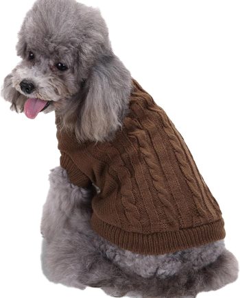 Small Dog Sweaters Knitted Pet Cat Warm Dog Sweatshirt Winter Clothes Kitten Puppy Sweater (Small,Brown)