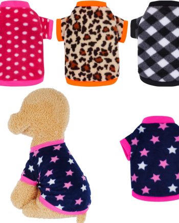 4 Pieces Dog Fleece Sweaters Puppy Warm Sweater Doggie Sweatshirt Soft Fleece Dog Pajamas Puppy Clothes Winter Dog Outfits for Small Puppy Dog Cat Pets (Medium)